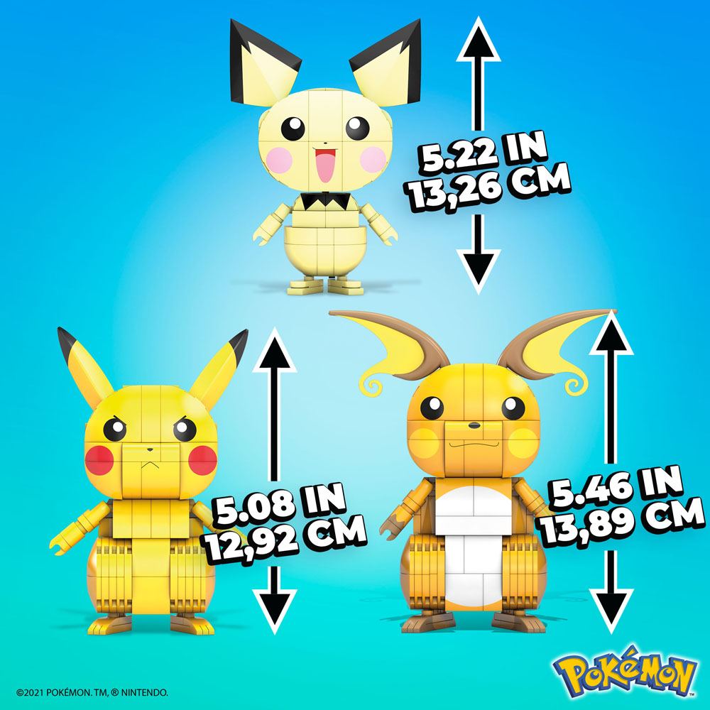 Pokémon Mega Construx Wonder Builders Bauset Pikachu Evolution Trio 13 cm